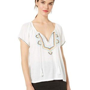 Lucky Brand Embroidered Short Sleeve Peasa…